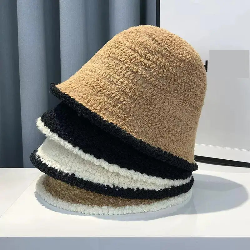COKK Bucket Hat Women Winter Knitted Casual Keep Warm Fishing Hat Female Thick Warm Fashion Design Korean Winter Cap Gorro New