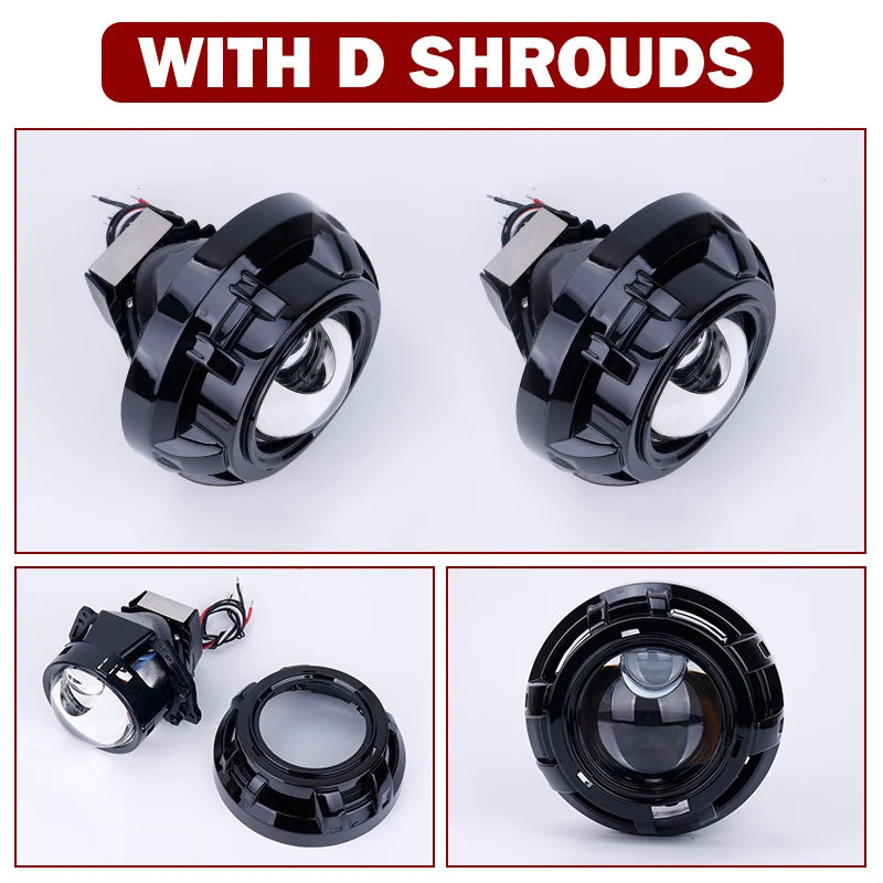 Riderspark 3 Inch Bi LED Projector Headlights Lenses Hella Laser LED Lights 160W 60000LM Headlamp Car Accessories RHD LHD Spot