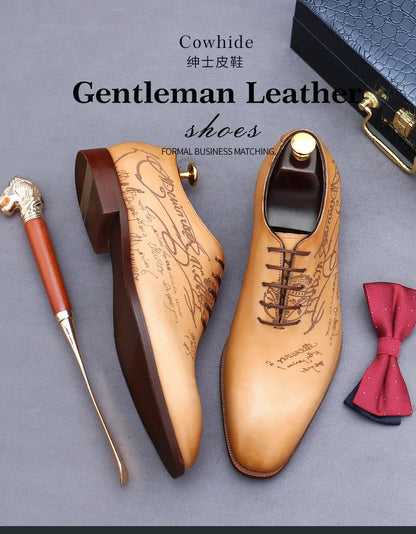 British Trend Mens Dress Shoes Elegant Genuine Cow Leather 2023 Autumn Designer New Style Oxfords Wedding Social Shoes Man