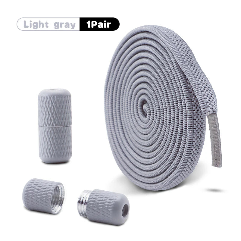Metal Capsule Buckle Shoelaces without ties Sneaker Flats Elastic Laces Kids Adult Quick Lace On/Off Shoelace 1Pair/2Pair