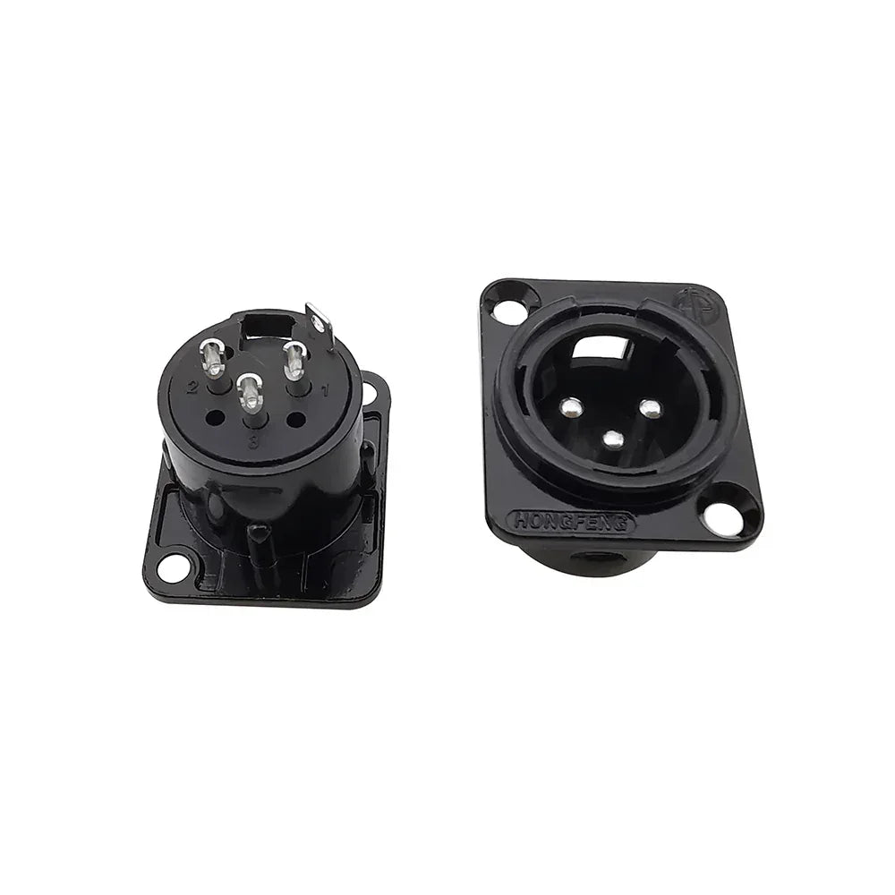 1/2/10Pcs XLR 3 Pin Male Female Panel Mount Chassis Socket Audio Microphone Plug Jack Connector Black
