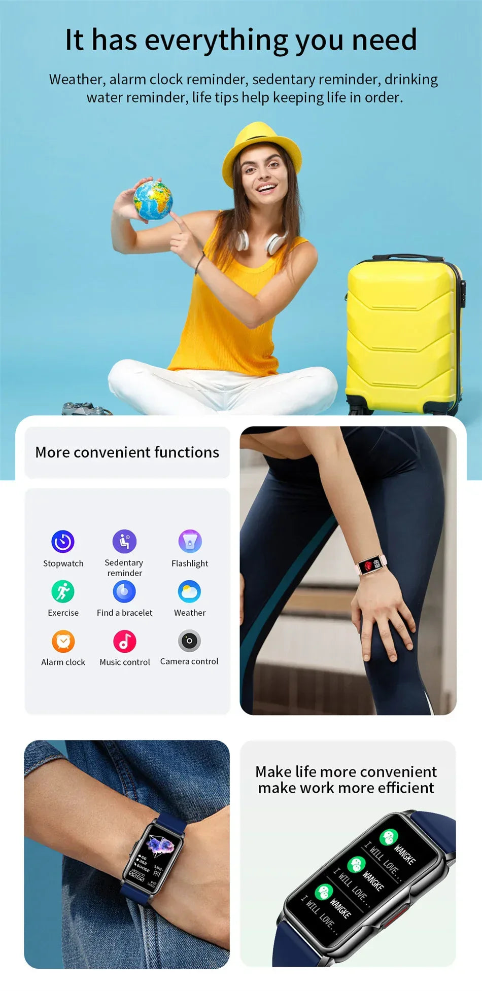 Classic Smart Bracelet Ladies Smart Watch Men Heart Rate Blood Oxygen Waterproof Sports Smart Strap Women Watch For Android IOS