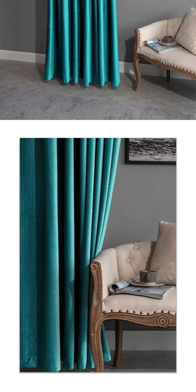 Home Art High-end Curtains for Living Room Luxury Bedroom Blackout Curtain Solid Color Japan Style Fishbone Pattern Room Drapes