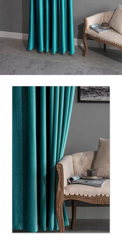 Home Art High-end Curtains for Living Room Luxury Bedroom Blackout Curtain Solid Color Japan Style Fishbone Pattern Room Drapes