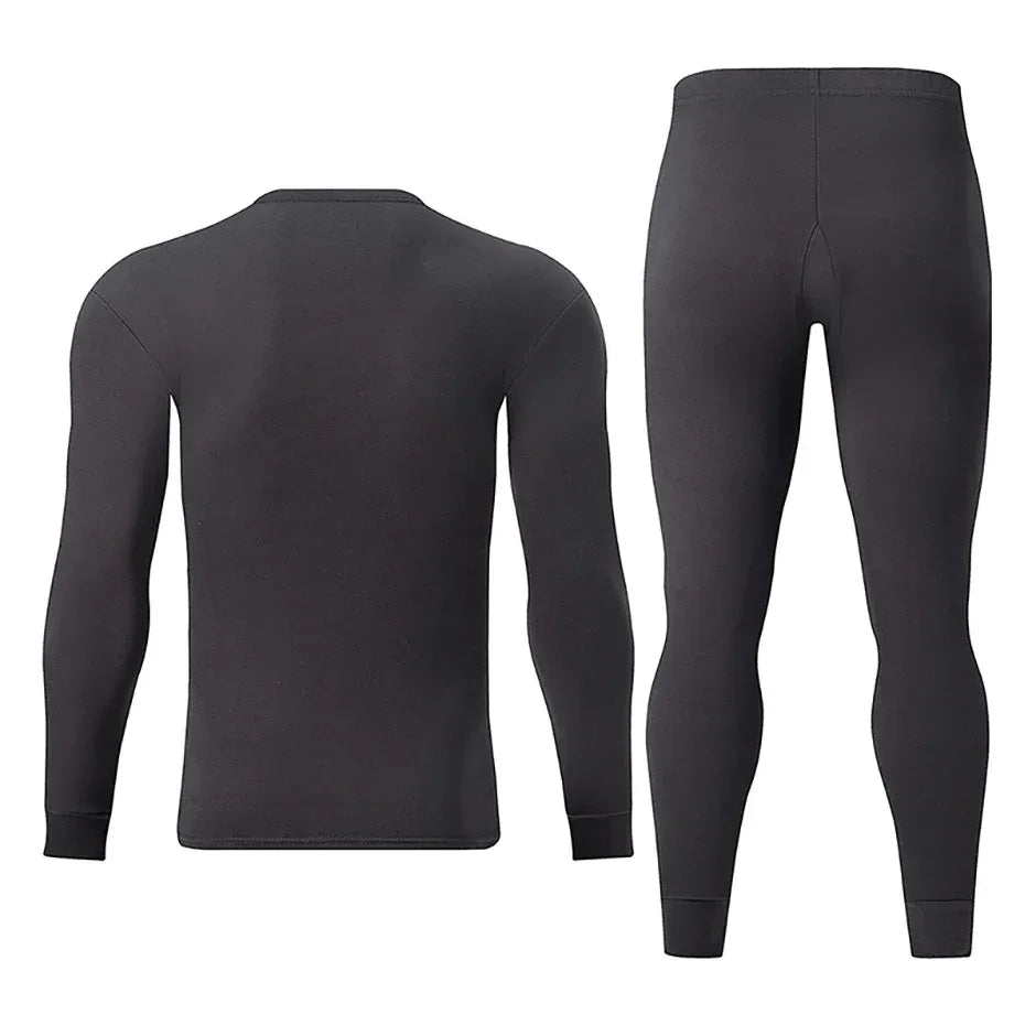 2-piece Autumn And Winter Men's Solid Color Simple and Versatile Round Neck Warm Underwear Set Comfortable Youth Home Clothes