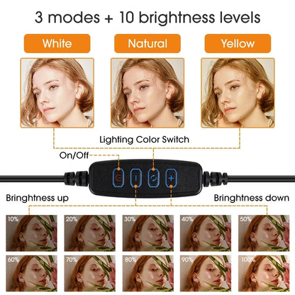 26/33cm LED Selfie Ring Lighting Photographic 12 Inch Led Lamp USB Remote Fill light For Phone Vlog Video Live with Phone Holder
