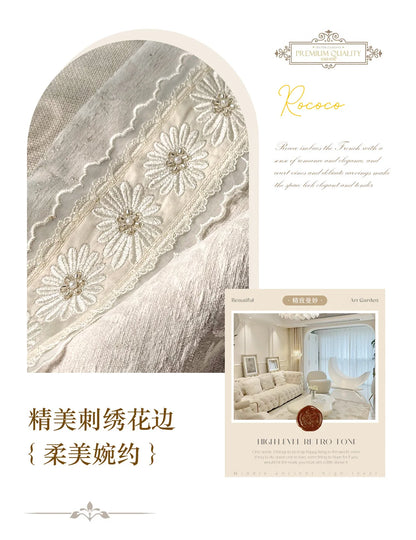 French Retro Style High-end Luxury Romantic Jacquard Chenille Lace Blackout Curtain Bedroom Door Screen Shutter Home Decor
