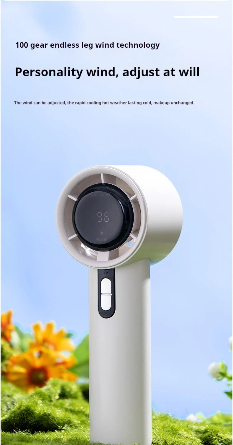 2025 Handheld Fan 5200mAh with LED Display Semiconductor Refrigeration 100 Speeds USB Rechargeable For Sport