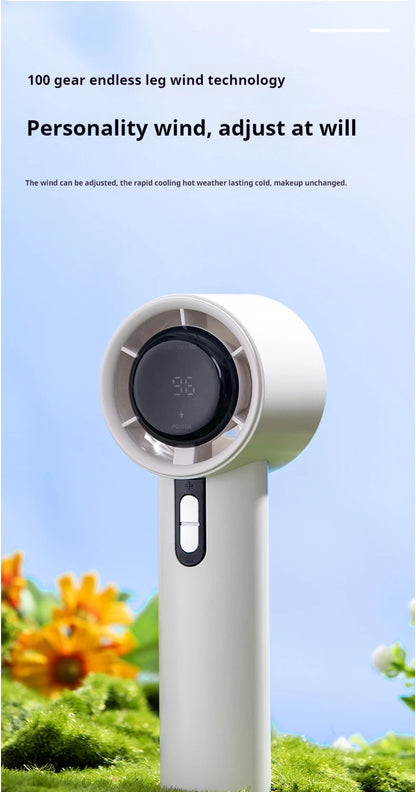2025 Handheld Fan 5200mAh with LED Display Semiconductor Refrigeration 100 Speeds USB Rechargeable For Sport
