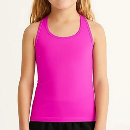 Boys Round Neck Sleeveless Stretch Undershirt Girls Seamless Cotton Wide Strap Racerback Tank Children Kids Vests 2T-14 Years