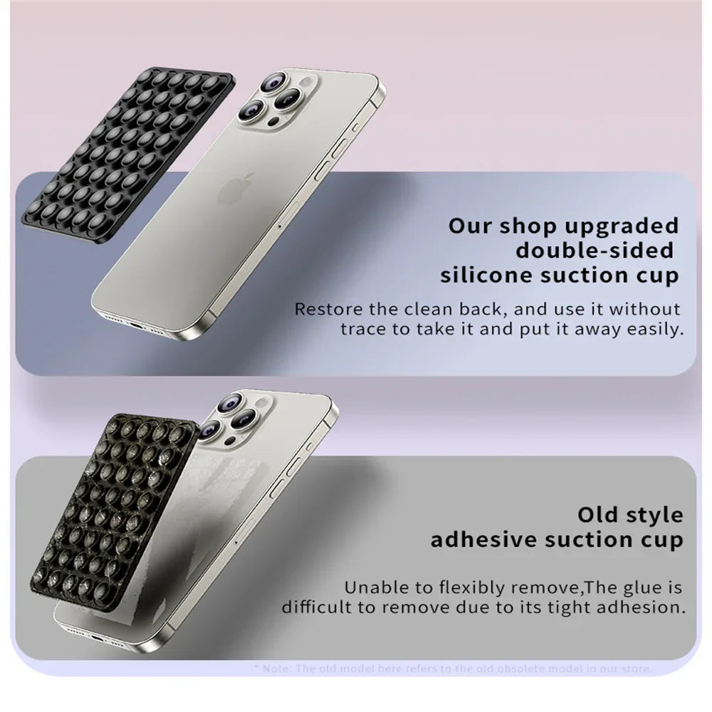 Suction Cup Phone Case Mount Double-Sided,Silicon Sticky Phone Stand for iPhone Android Selfies Hands-Free Strong Grip Holder