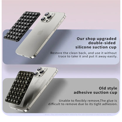 Suction Cup Phone Case Mount Double-Sided,Silicon Sticky Phone Stand for iPhone Android Selfies Hands-Free Strong Grip Holder