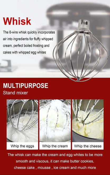 Stand Mixer Professional Kitchen Aid Food Blender Cream Whisk Cake Dough Mixers With Bowl Metal Gear Chef Machine Charm Sonifer