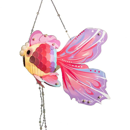 1 Set Goldfish Paper Lantern with Pole DIY Handmade Lantern Chinese New Year Mid-Autumn Festival Fish Night Light Material Bag