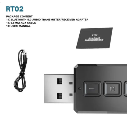 Grwibeou Wireless 2 in 1 USB Bluetooth 5.0 Dongle Adapter for PC TV Speaker Wireless Mouse Music Audio Receiver Transmitter Aptx