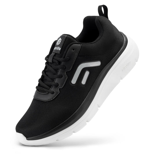 FitVille Walking Shoes for Men Wide Width Thick sole Lightweight Breathable Sneakers Shoes for Plantar Fasciitis Pain Relief