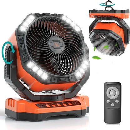 2026 Portable Wireless Fan 40000mAh Camping Fan Rechargeable Table Fan Travel Tent Fan Air Circulator Tents Outdoor Electric Fan