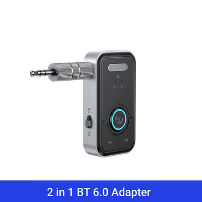 Upgraded Bluetooth 6.0 Transmitter Receiver HiFi Stereo Music Car AUX Audio Adapter 3.5MM Jack With Mic Calling For Car Kit