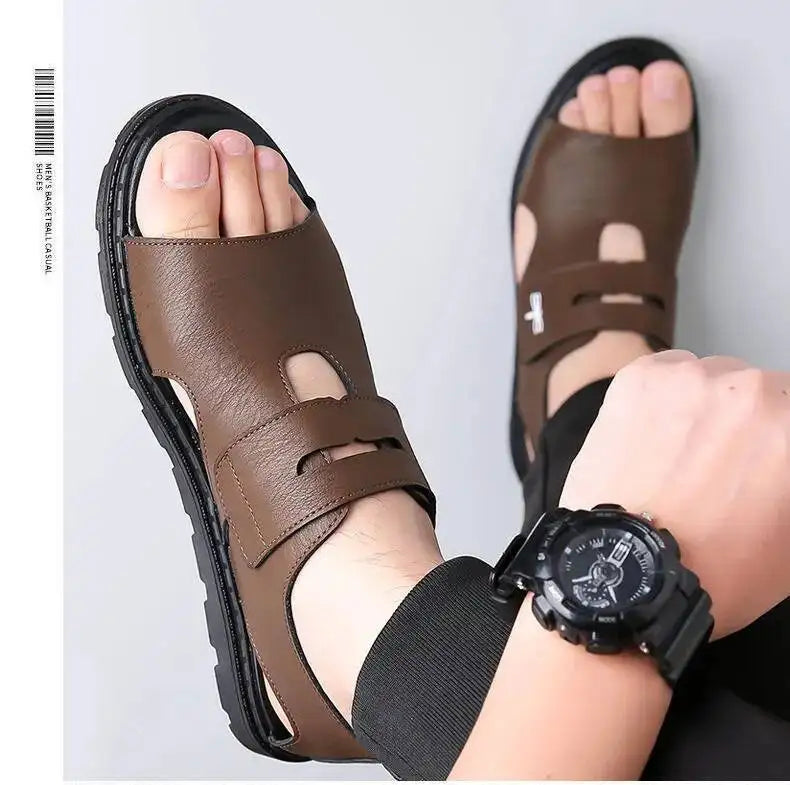 2025 New Fashion Brand Roman Sandals For Men Soft Sole Comfortable High-Quality Leather Beach Men's Casual Shoes