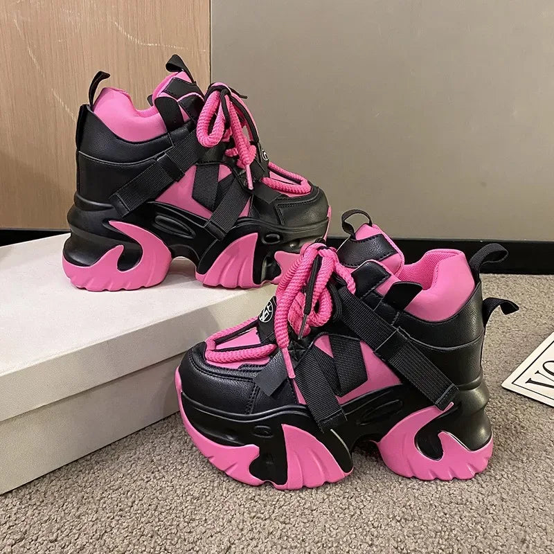 Bling Sports Shoes Women Platform Thick Sole Running Shoes Woman Sneakers Glitter Lightweight Casual Sparkling Women Shoes Pink