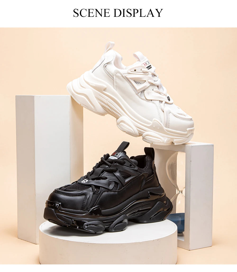 CH 2023 Women's Shoes Summer New Thick Sole Casual Sports Shoes Women's Lightweight Versatile Lace up Dad's Shoes