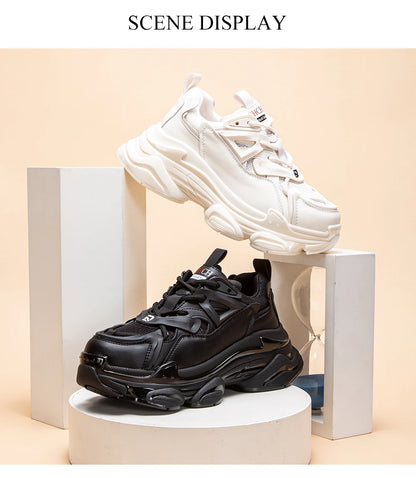 CH 2023 Women's Shoes Summer New Thick Sole Casual Sports Shoes Women's Lightweight Versatile Lace up Dad's Shoes