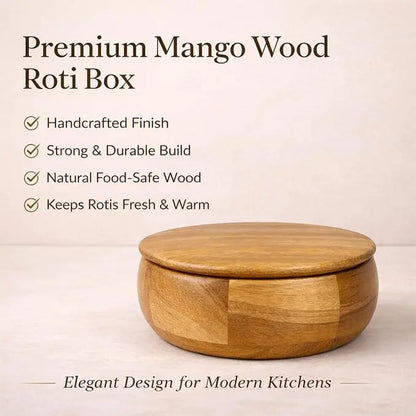 Wooden Round Food Storage Bowl With Flip Top Lid Handcrafted Minimalist Design For Kitchen Freshness Preservation