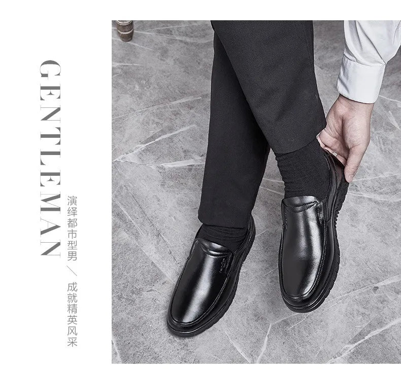 Men's PU Leather Shoes Formal Dress Loafers Large Size Casual Soft Mens Business Comfortable Non-slip Driving Shoes