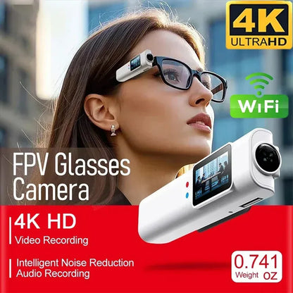 Mini 4K FPV Eyeglasses Video Shooting Micro-camera HD WiFi Intelligent Headset Glasses Video&Sound Recording WiFi APP