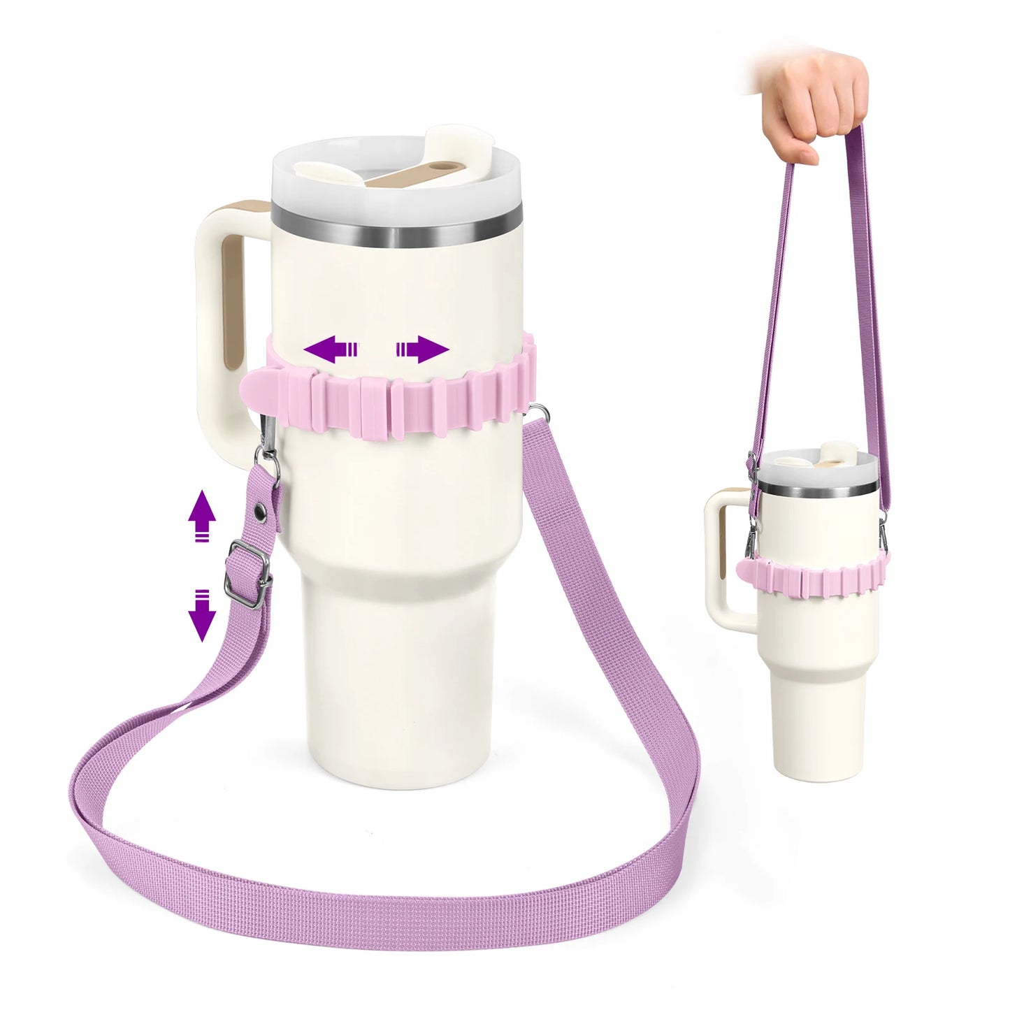 Eary Silicone Portable Water Bottle Carry Strap Handle Adjustable Water Bottle Sling Carrier With Strap Universal Cup Accessory