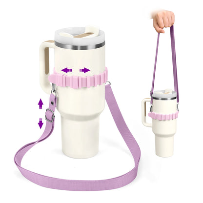 Eary Silicone Portable Water Bottle Carry Strap Handle Adjustable Water Bottle Sling Carrier With Strap Universal Cup Accessory