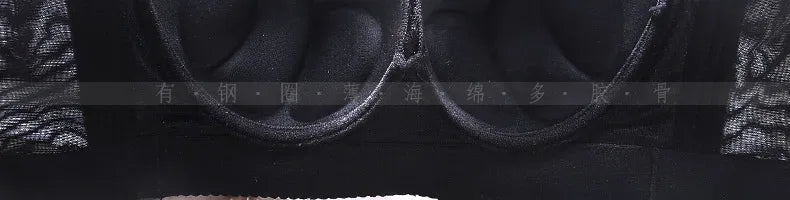 Plus Size Push Up Bra Sexy Lace Underwire - Full Coverage Lingerie for Curvy Women, Wide Side Wings & Thin Cup Support Big Bust