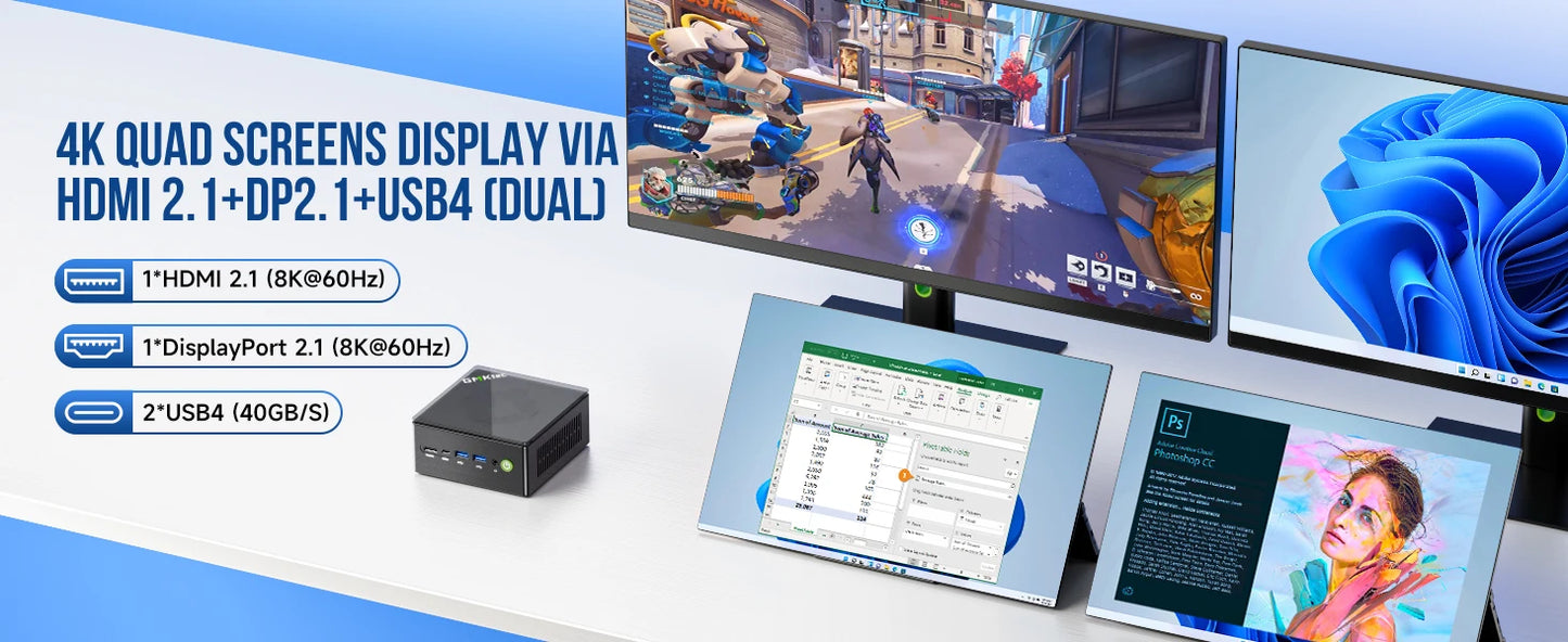 GMKtec K8 Plus Mini PC AMD R7 8845HS 8-core 16-thread DDR5 5600Mhz Pcie 4.0 SSD WIFI6 BT5.2 Win11 Pro Desktop Gaming PC