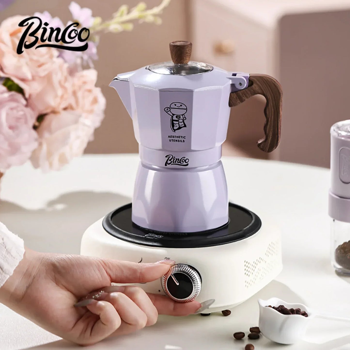 Double Valve Moka Pot Coffee Mocha Pot Set Espresso Moka Pot Electric Stove Heated Brewed Coffee Pot Italian Barista Tools 220v
