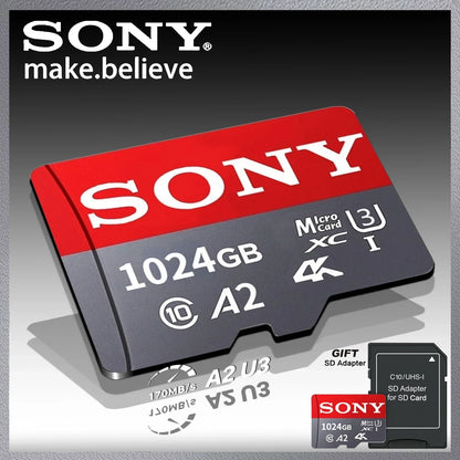 SONY SD Memory Card Extreme Micro Mini SD Card 1TB 512GB128GB 256GB 32GB 64GB U3 A2 TF Flash Cards for Xiaomi Phone Camera PC