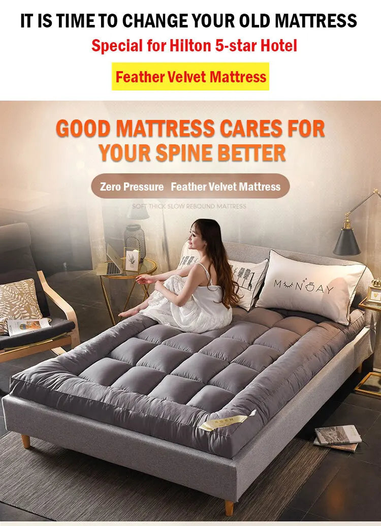 Down soft mattress five-star hotel three-dimensional thickened 10cm mattress student dormitory 0.9m/1.2m soft cushion quilt