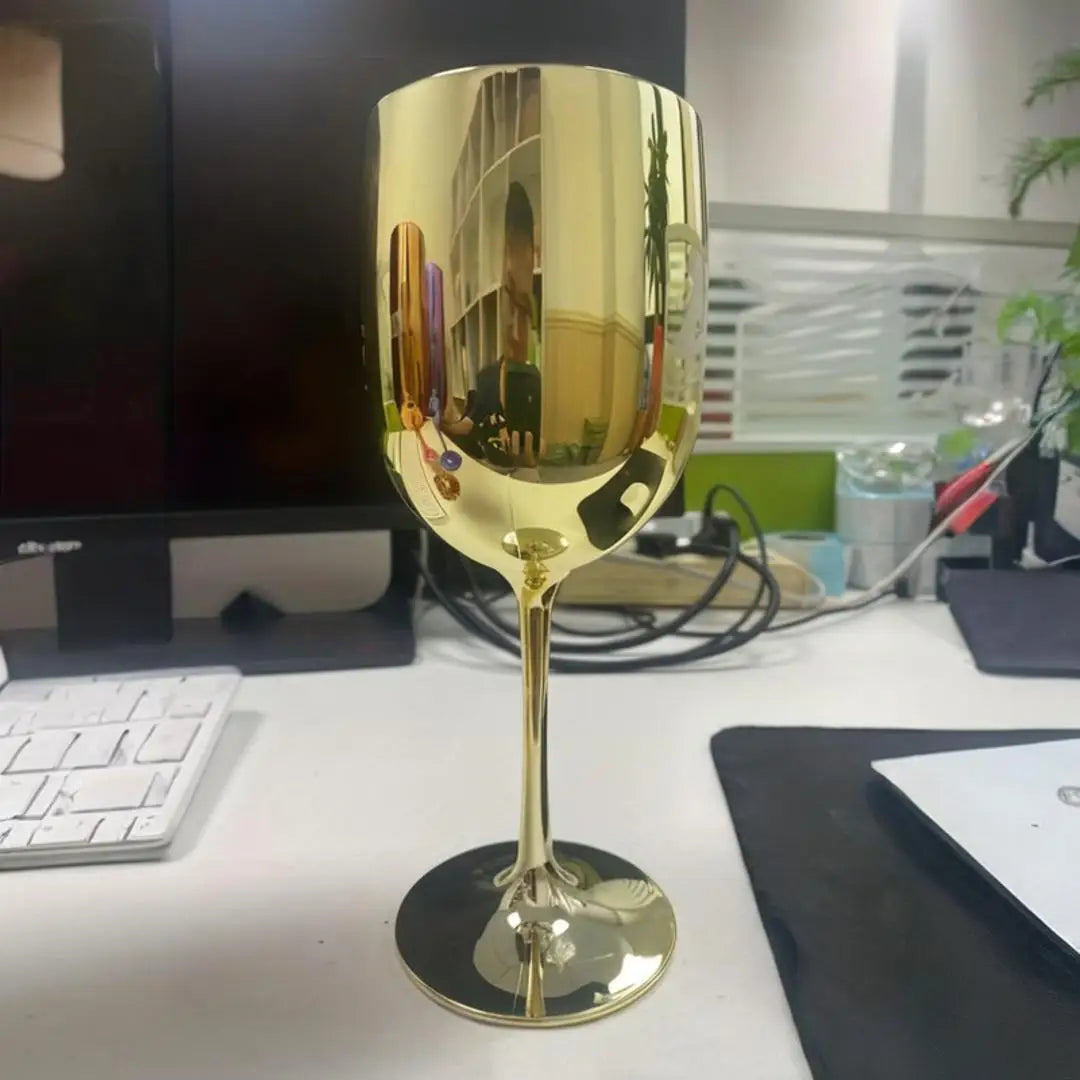 4pcs 480ml Plating Electroplated Shiny 16Oz Plastic Red Wine Glasses Plastic Champagne Flutes Cup Goblet For Party Wedding
