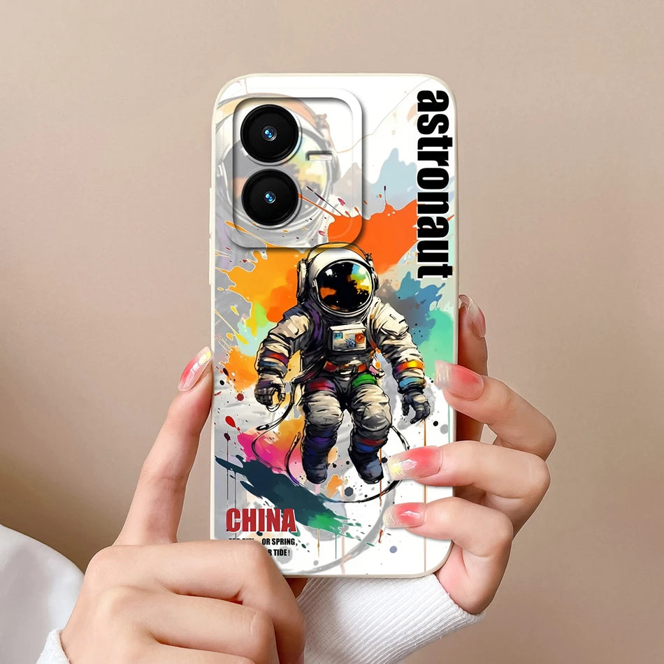 Case For Vivo Y22 Y22S Cover Camera Lens Protector For Vivo Y 22 Soft Liquid Silicone Cartoon Phone Back Covers For Women Man