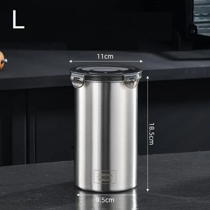Stainless Steel Storage Jars Set 500/900/1400ml Sealed Containers Kitchen Organizer for Fresh Grain Vegetable Coffee