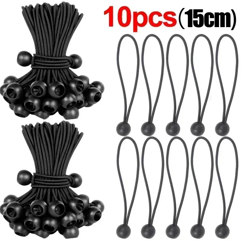 50/10pcs Bungee Ball Tarps Canvas Tarpaulin Flagpole Ties Cord Ends Elastic Rope Lace Fixed Boat Pole Camping Tent Accessories