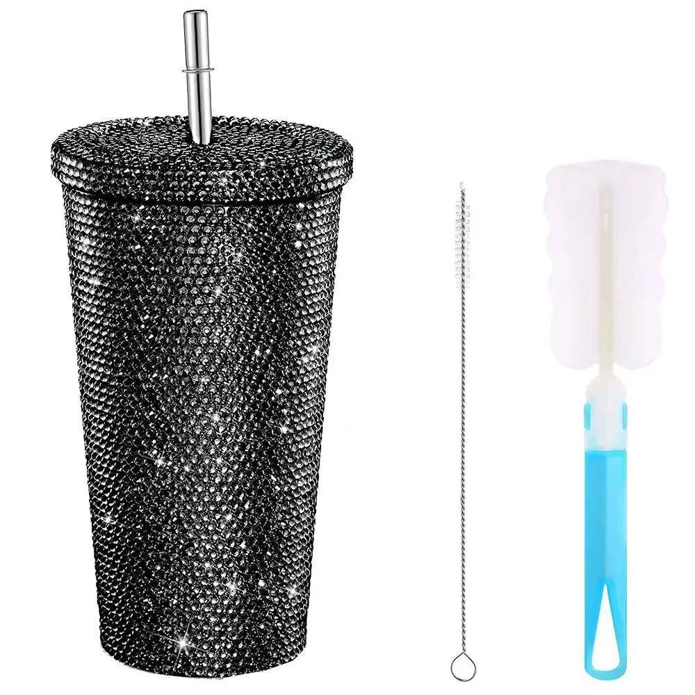 Bouteille isotherme à strass 500 ml/750 ml, tasse à café brillante et pailletée, réutilisable, en acier inoxydable, pour fille