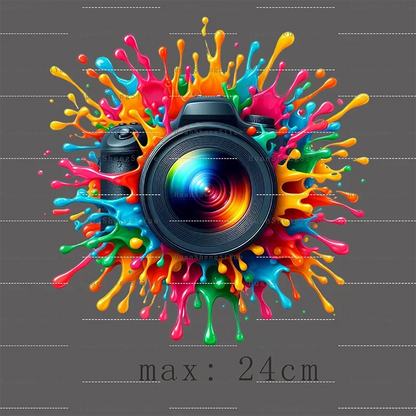 Color Fluid Painting Ironing Sticker Clothes DTF Fashion T-shirt Hoodie DIY Jacket Patch Hot Paste Paper