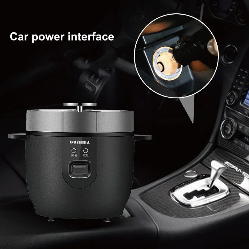 24V Car Electric Cooking Pot Non-stick Rice Cooker Portable Food Heater Multi-function Pot Truck Auto Keep Warm Pot 1.5L