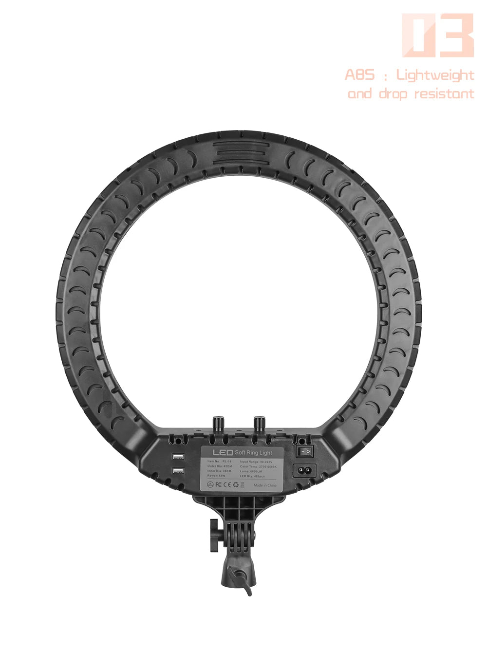SH Ring Light 18inch Kit 36W 6500K Professional LED Control Stand Phone Holder Tube  Bag for Tattoo Lash Extension Barber Light