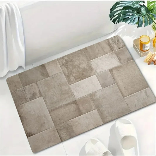 Vintage Tile Doormat Geometric Pattern Modern Home Decor Carpet Soft Non-Slip Entryway Rug for Front Door and Home Decor
