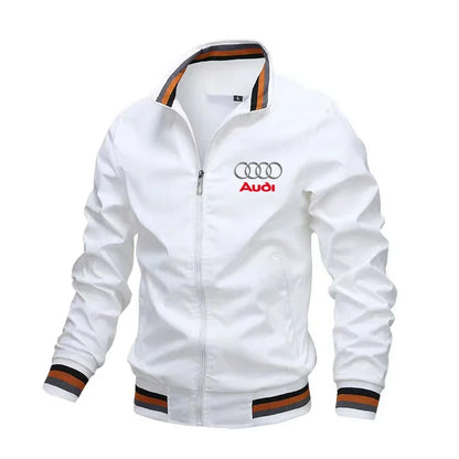 2024 New Motorcycle Jackets Men's Audi Car Logo Print Biker Jacket Windbreaker Casual Racing Jacket Audi Men's Clothing Coats