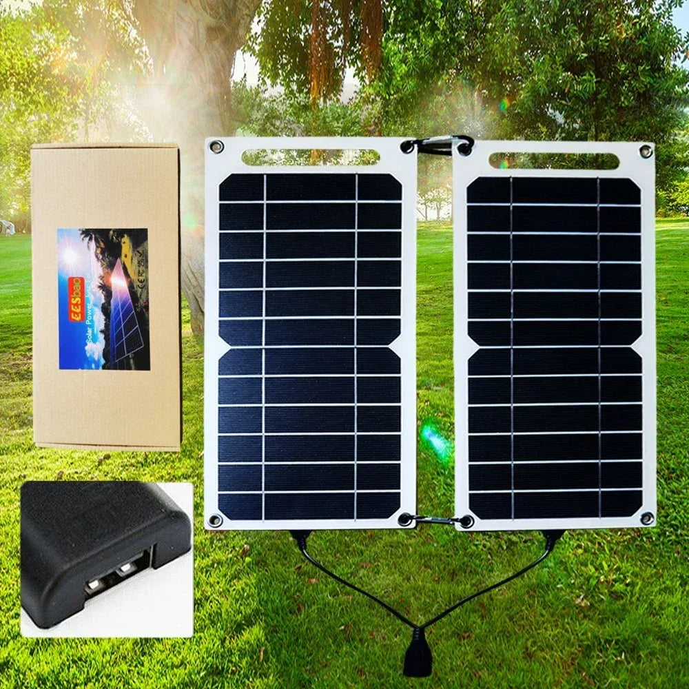 Portable 25-35W Solar Panel. Waterproof, for outdoor hiking/camping. USB mobile phone charging bank & battery charger.