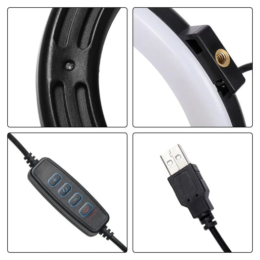 10" 26cm LED Selfie Ring Light Photography Video Light RingLight Phone Stand Tripod Fill Light Dimmable Lamp Trepied Streaming
