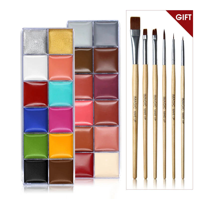 IMAGIC 12Colors Face Body Art Safe Kids Flash Tattoo Painting Halloween Christmas Party Makeup Drawing Pigment Drama Beauty Tool