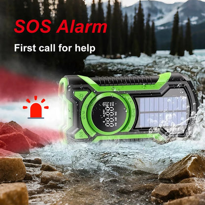 Emergency Crank Solar Radio 5000mAh Rechargeable Battery Portable AM/FM Radio with Bluetooth Auto Scan Waterproof LED Flashlight
